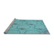 Sideview of Machine Washable Transitional Macaw Blue Green Rug, wshpat1263lblu