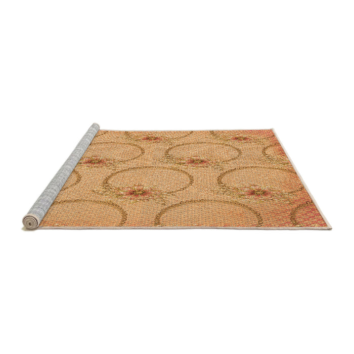 Sideview of Machine Washable Transitional Yellow Orange Rug, wshpat1263org