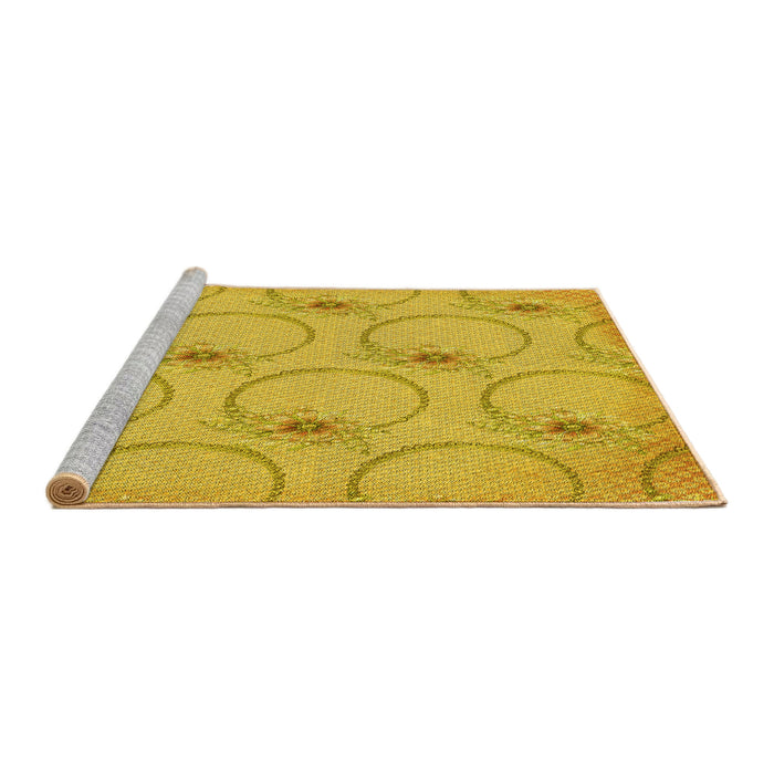 Sideview of Machine Washable Transitional Gold Yellow Rug, wshpat1263yw