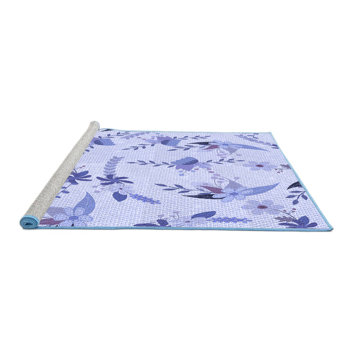 Sideview of Machine Washable Transitional Lavender Blue Rug, wshpat1264blu