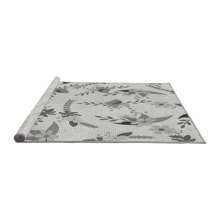 Sideview of Machine Washable Transitional Platinum Gray Rug, wshpat1264gry
