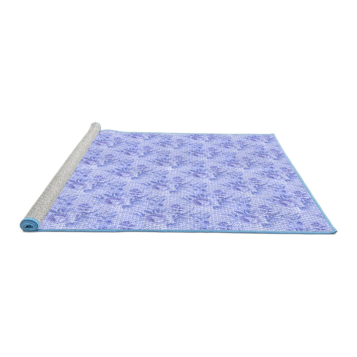 Sideview of Machine Washable Transitional Sky Blue Rug, wshpat1265blu