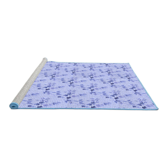 Sideview of Machine Washable Transitional Sky Blue Rug, wshpat1266blu