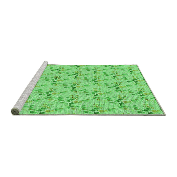 Sideview of Machine Washable Transitional Green Rug, wshpat1266grn