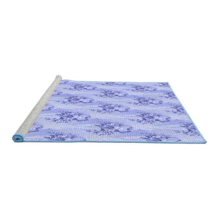 Sideview of Machine Washable Transitional Light Slate Blue Rug, wshpat1267blu