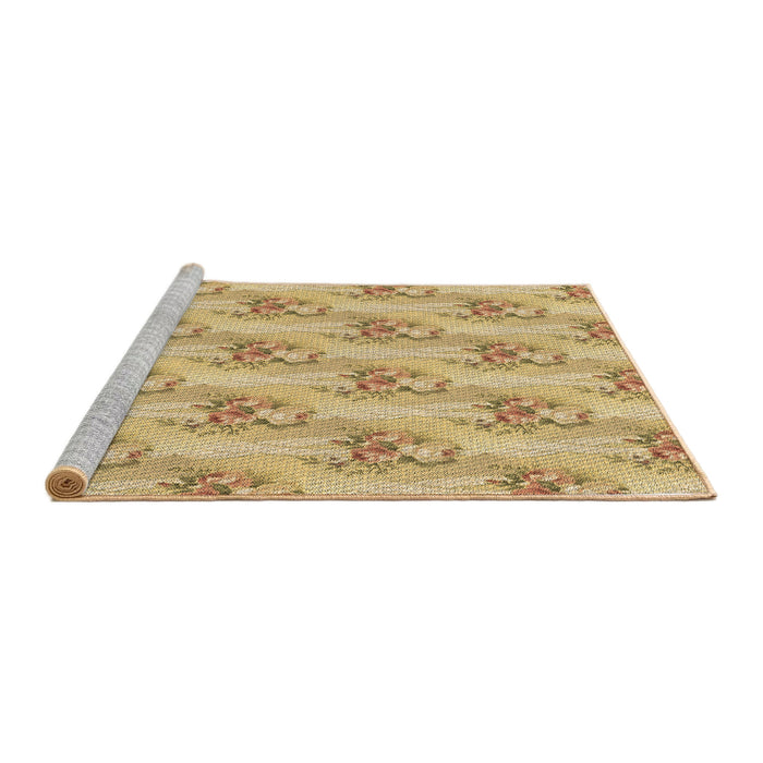 Sideview of Machine Washable Transitional Cinnamon Brown Rug, wshpat1267brn