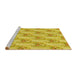 Sideview of Machine Washable Transitional Yellow Rug, wshpat1267yw