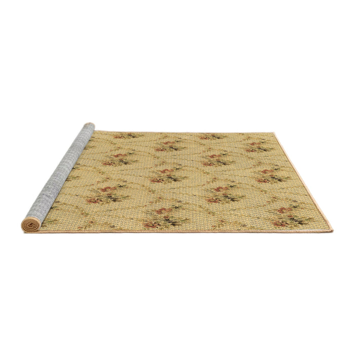 Sideview of Machine Washable Transitional Cinnamon Brown Rug, wshpat1269brn