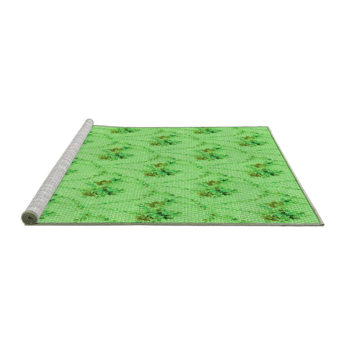 Sideview of Machine Washable Transitional Emerald Green Rug, wshpat1269grn