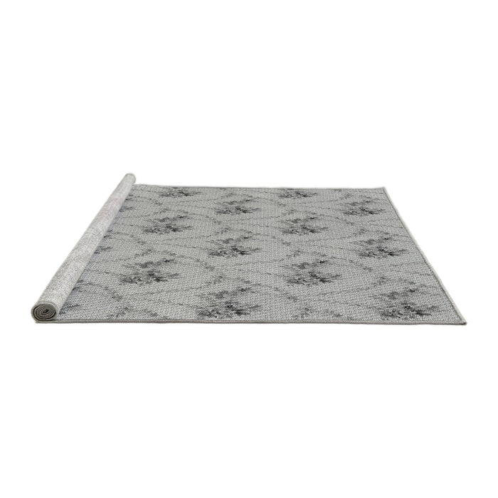 Sideview of Machine Washable Transitional Platinum Silver Gray Rug, wshpat1269gry