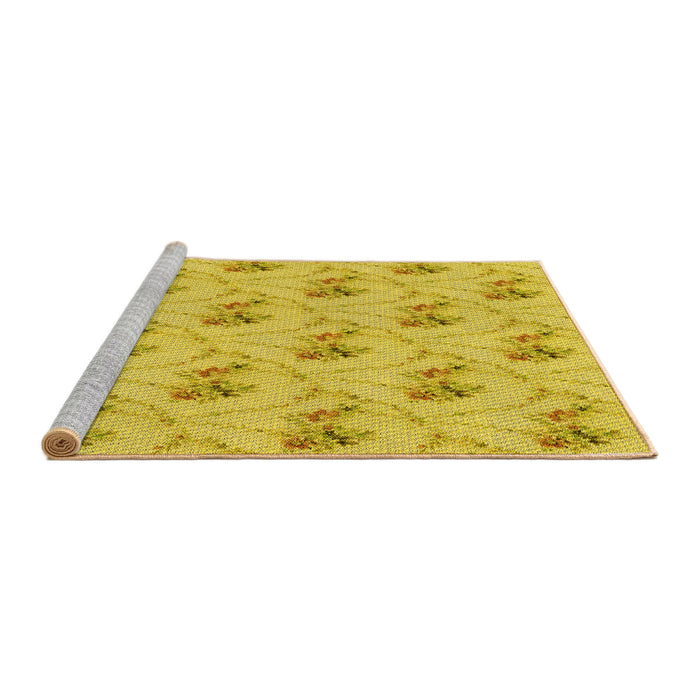 Sideview of Machine Washable Transitional Golden Yellow Rug, wshpat1269yw