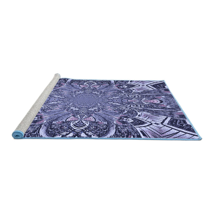 Sideview of Machine Washable Transitional Blue Rug, wshpat127blu