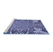 Sideview of Machine Washable Transitional Blue Rug, wshpat127blu