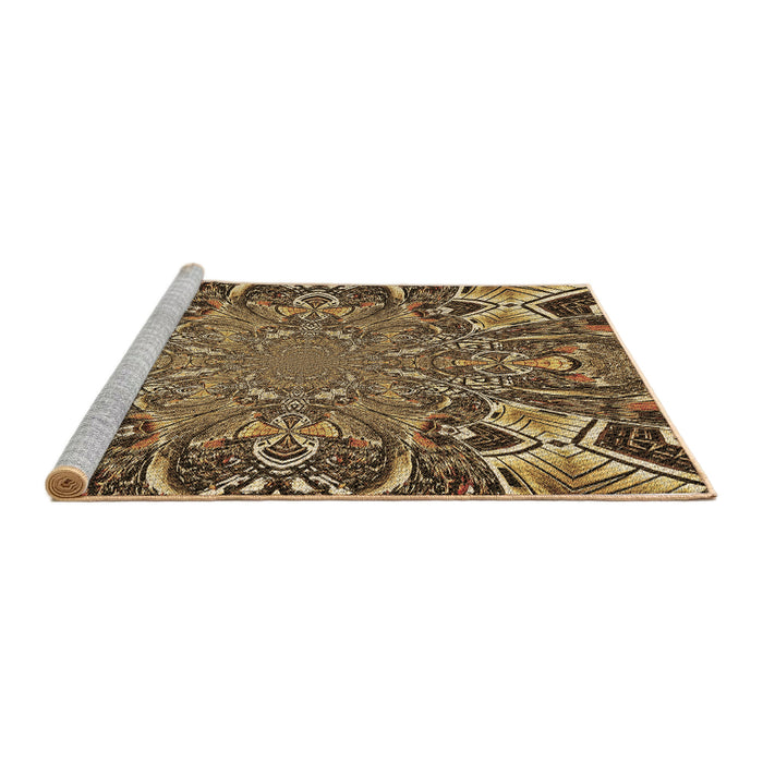 Sideview of Machine Washable Transitional Metallic Gold Rug, wshpat127brn