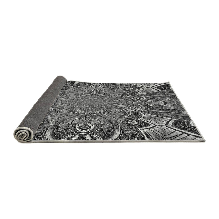 Thickness of Patterned Dark Gray Black Rug, pat127gry