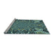 Sideview of Machine Washable Transitional Dark Slate Grey Green Rug, wshpat127lblu