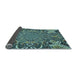 Thickness of Patterned Dark Slate Grey Green Rug, pat127lblu