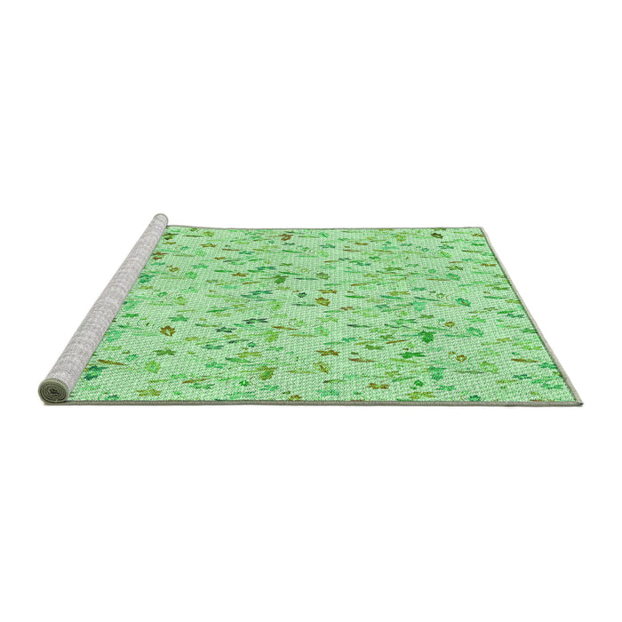 Sideview of Machine Washable Transitional Light Green Rug, wshpat1272grn