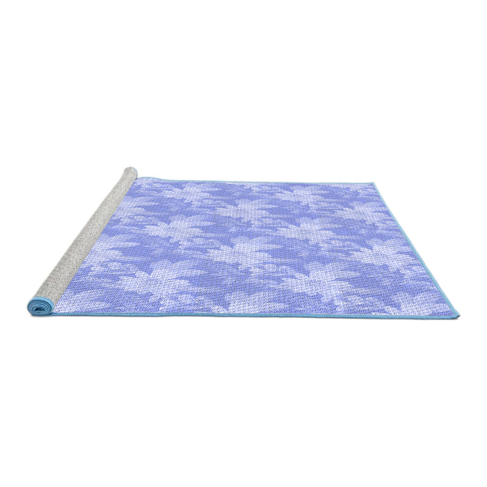 Sideview of Machine Washable Transitional Sky Blue Rug, wshpat1273blu