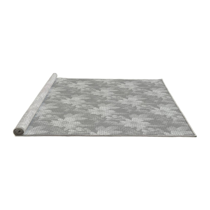 Sideview of Machine Washable Transitional Platinum Silver Gray Rug, wshpat1273gry