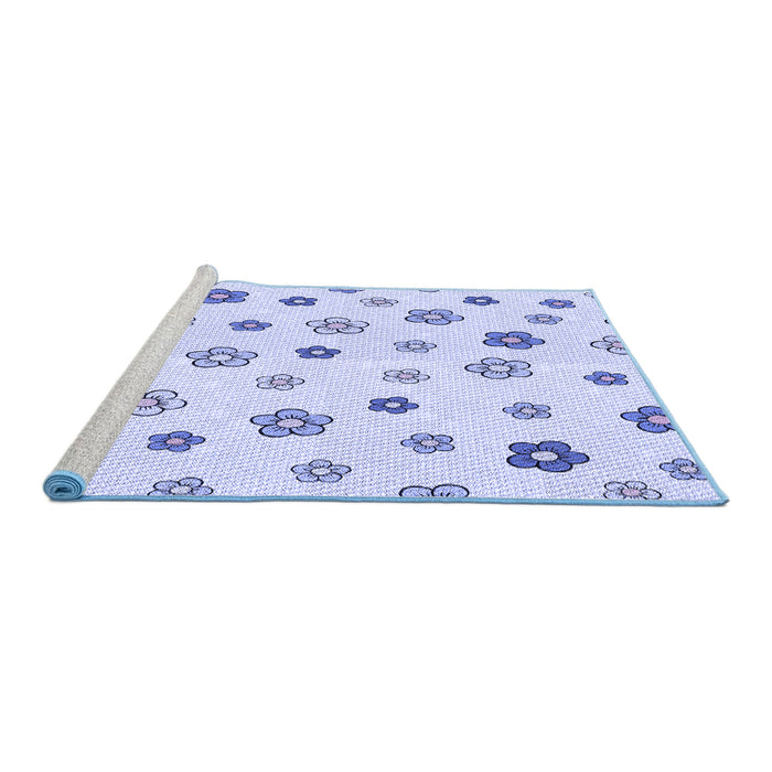Sideview of Machine Washable Transitional Lavender Blue Rug, wshpat1275blu