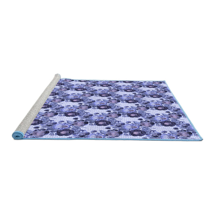 Sideview of Machine Washable Transitional Deep Periwinkle Purple Rug, wshpat1276blu