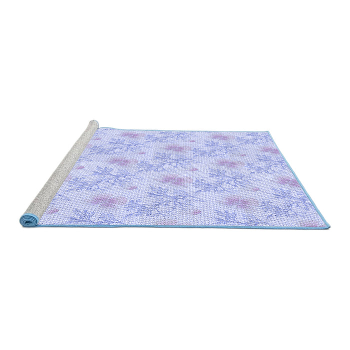 Sideview of Machine Washable Transitional Blue Rug, wshpat1277blu