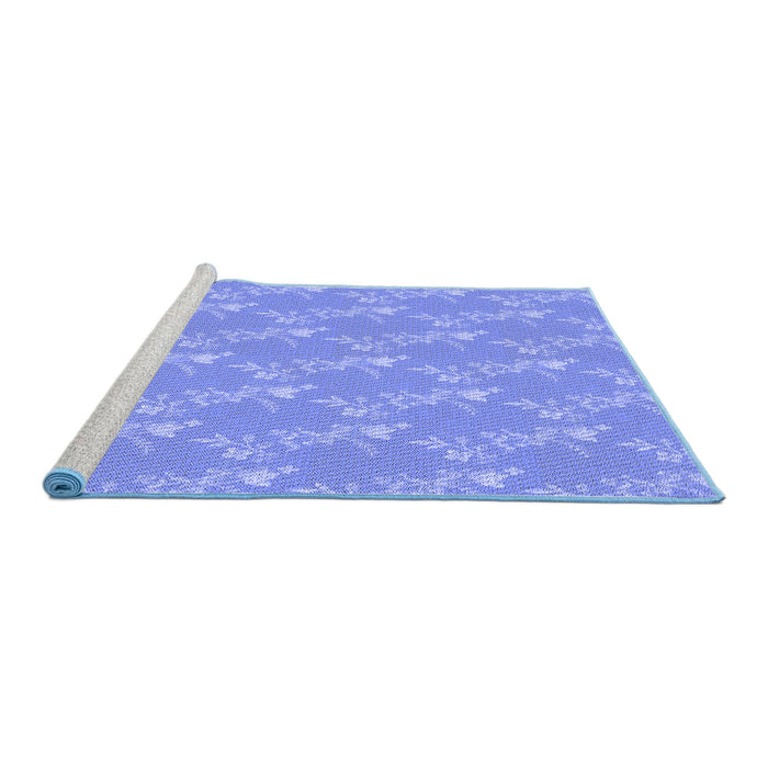 Sideview of Machine Washable Transitional Blue Rug, wshpat1278blu