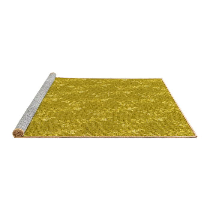 Sideview of Machine Washable Transitional Dark Golden Brown Rug, wshpat1278yw