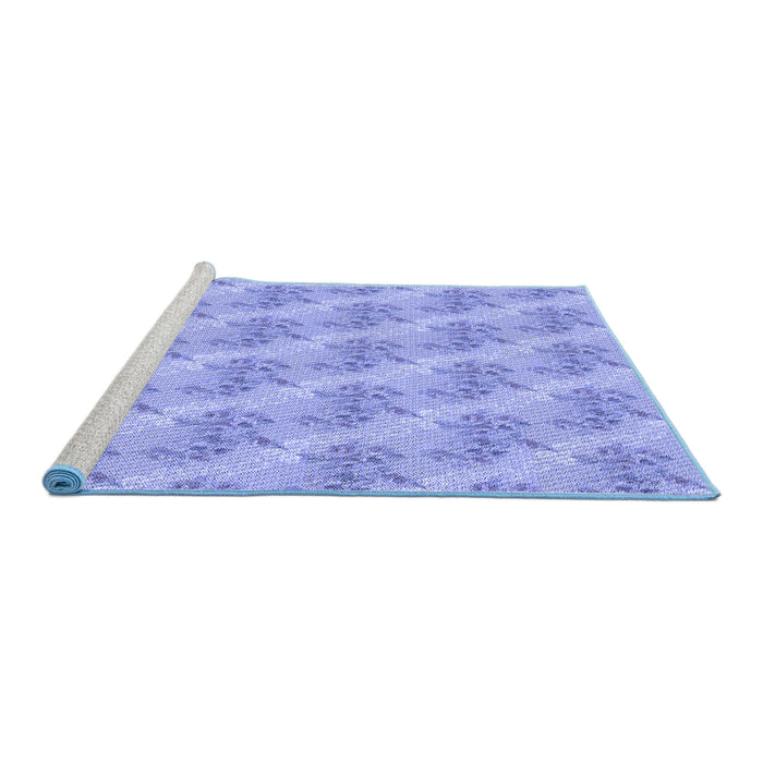 Sideview of Machine Washable Transitional Light Slate Blue Rug, wshpat1279blu