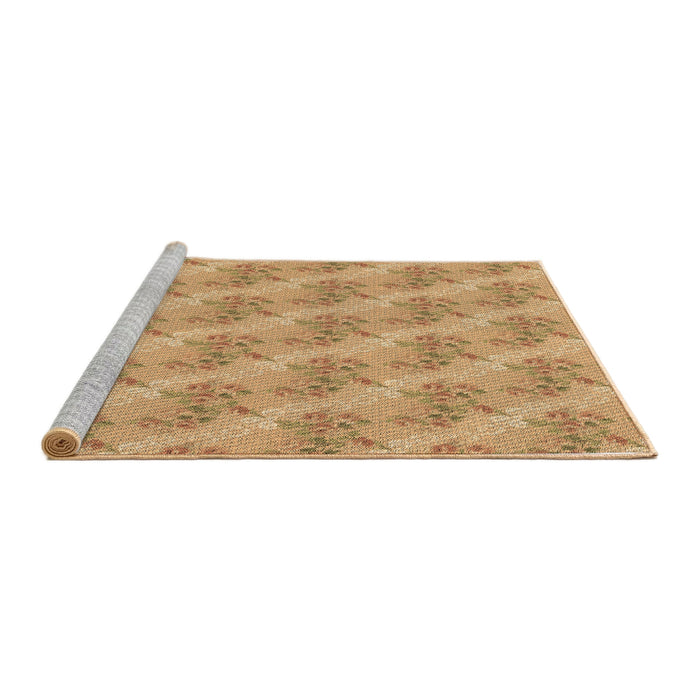 Sideview of Machine Washable Transitional Yellow Orange Rug, wshpat1279brn