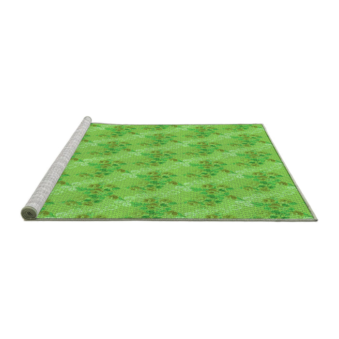 Sideview of Machine Washable Transitional Emerald Green Rug, wshpat1279grn