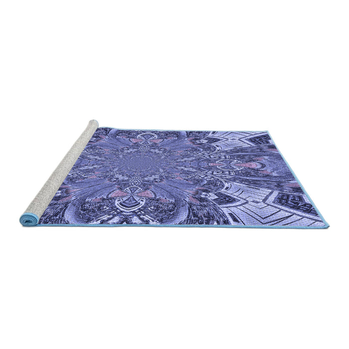 Sideview of Machine Washable Transitional Deep Periwinkle Purple Rug, wshpat128blu