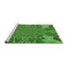 Sideview of Machine Washable Transitional Green Rug, wshpat128grn