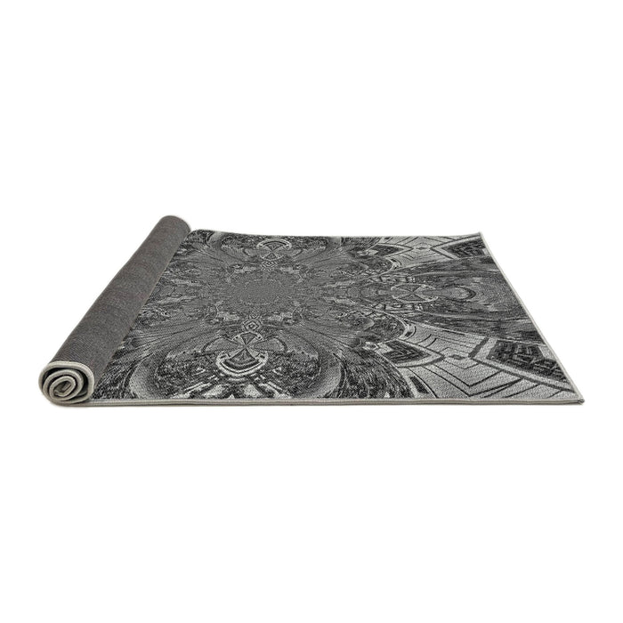 Thickness of Patterned Black Rug, pat128gry