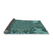 Thickness of Patterned Medium Turquoise Green Rug, pat128lblu