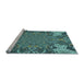 Sideview of Machine Washable Transitional Medium Turquoise Green Rug, wshpat128lblu