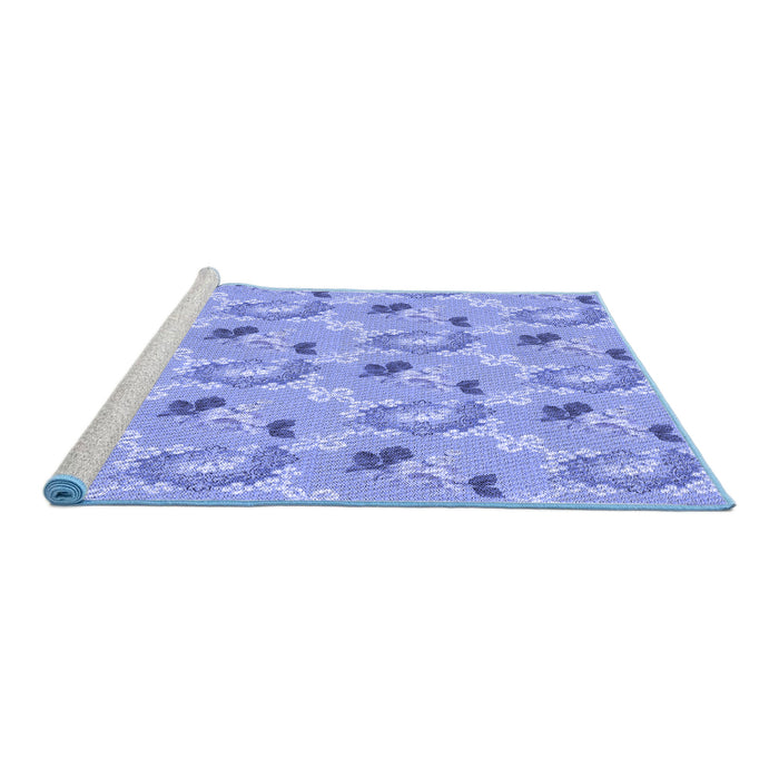 Sideview of Machine Washable Transitional Jeans Blue Rug, wshpat1280blu