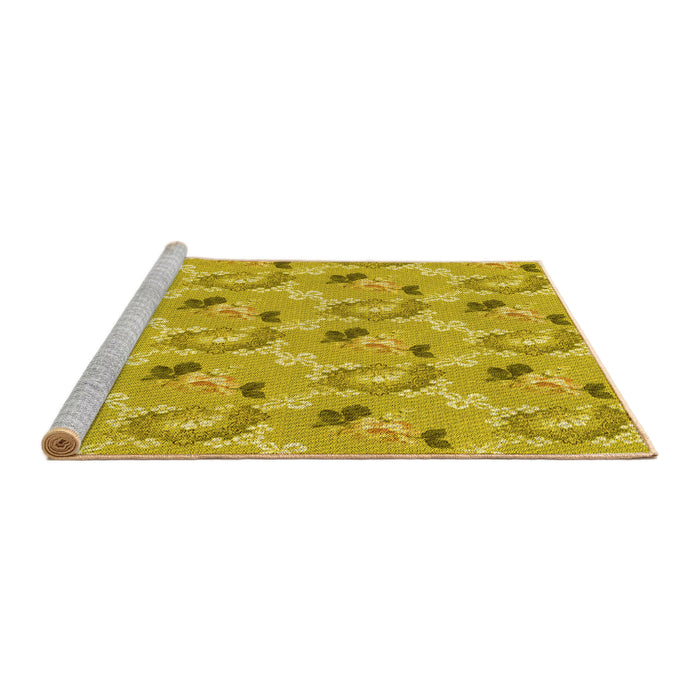 Sideview of Machine Washable Transitional Bright Gold Yellow Rug, wshpat1280yw