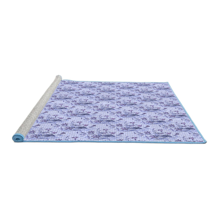 Sideview of Machine Washable Transitional Periwinkle Purple Rug, wshpat1281blu