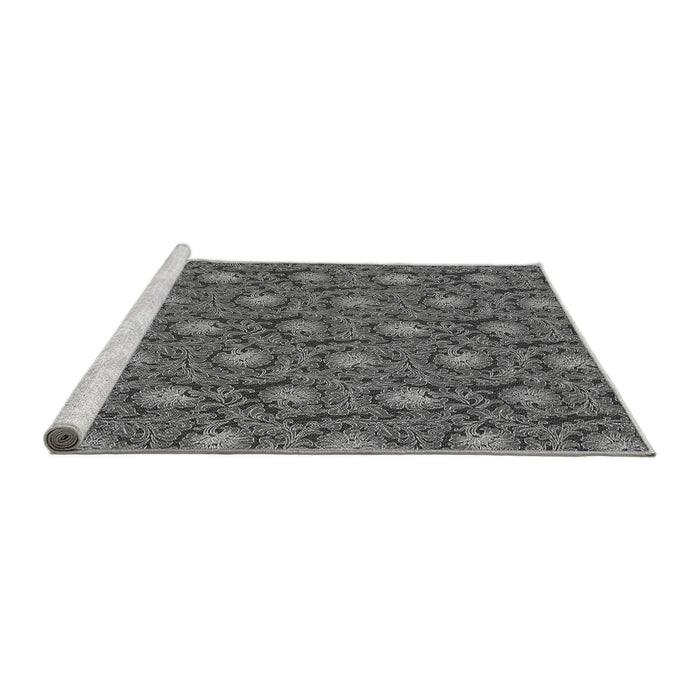 Sideview of Machine Washable Transitional Black Rug, wshpat1282gry