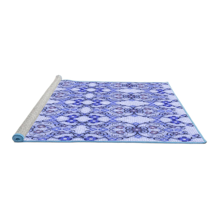Sideview of Machine Washable Transitional Blue Rug, wshpat1283blu