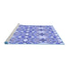 Sideview of Machine Washable Transitional Blue Rug, wshpat1283blu