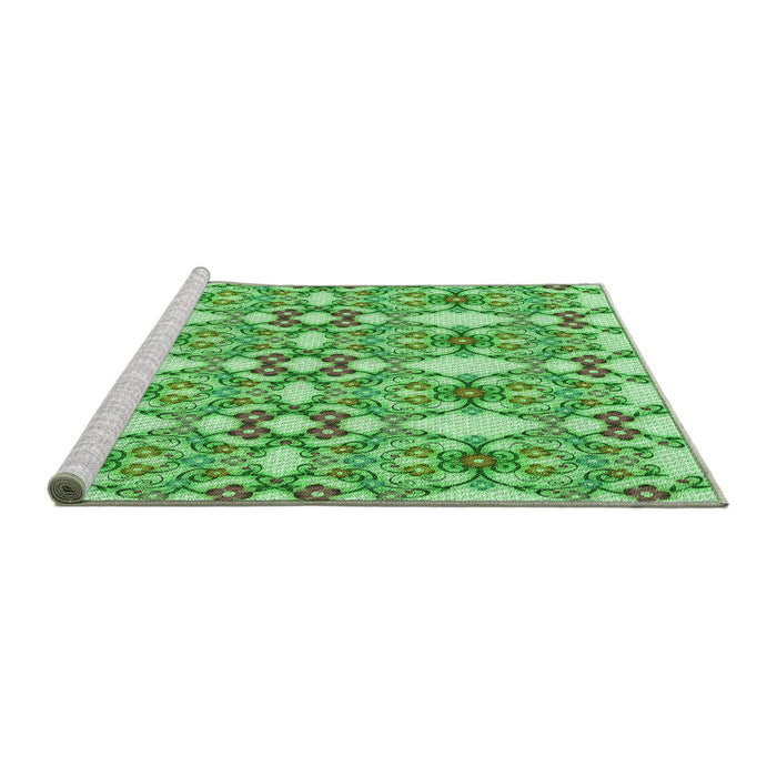 Sideview of Machine Washable Transitional Dark Lime Green Rug, wshpat1283grn