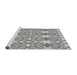 Sideview of Machine Washable Transitional Platinum Silver Gray Rug, wshpat1283gry