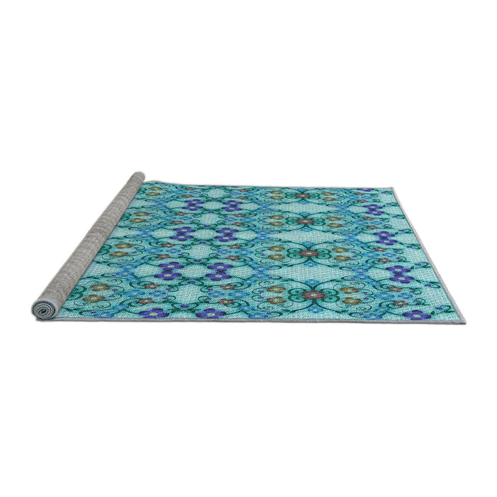 Sideview of Machine Washable Transitional Blue Ivy Blue Rug, wshpat1283lblu