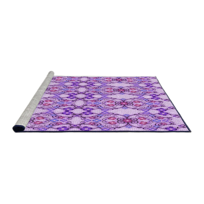 Sideview of Machine Washable Transitional Blossom Pink Rug, wshpat1283pur