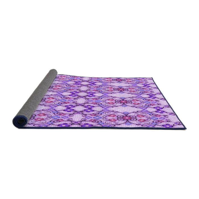 Thickness of Patterned Blossom Pink Rug, pat1283pur