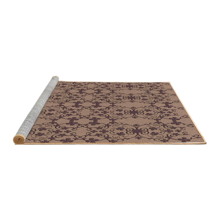 Sideview of Machine Washable Transitional Light Copper Gold Rug, wshpat1284brn