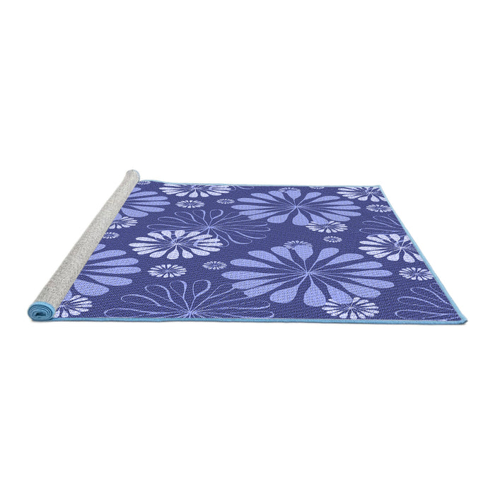 Sideview of Machine Washable Transitional Sky Blue Rug, wshpat1285blu